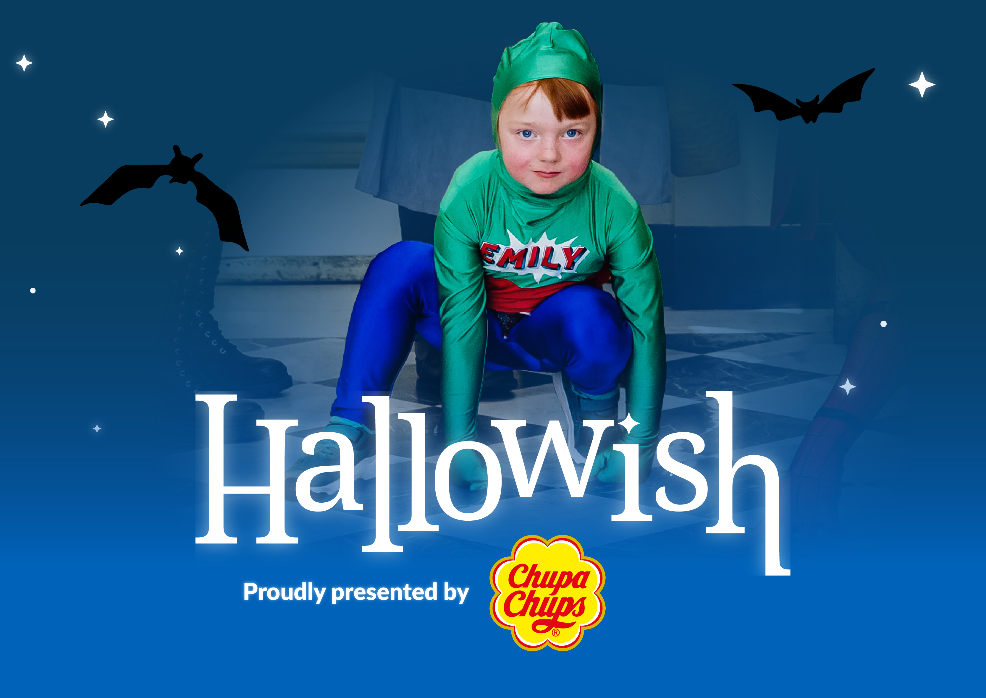 Superhero wish child Emily ready Hallowish  presented by Chupa Chups