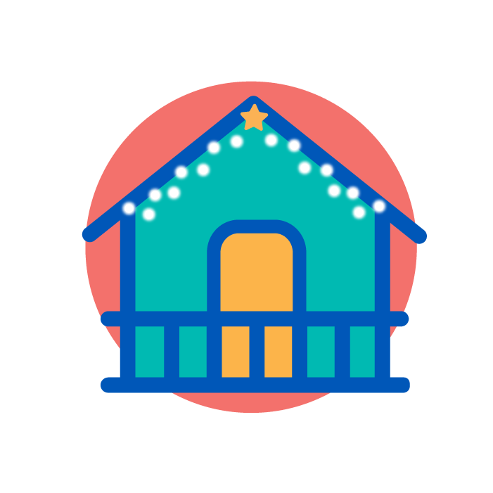 Lights On For Wishes House with Christmas lights icon
