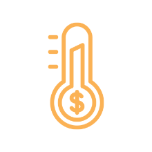 Graphic of an orange fundraising thermometer