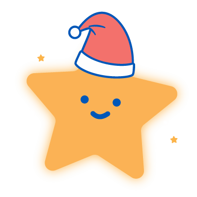 Make-A-Wish star with Christmas hat