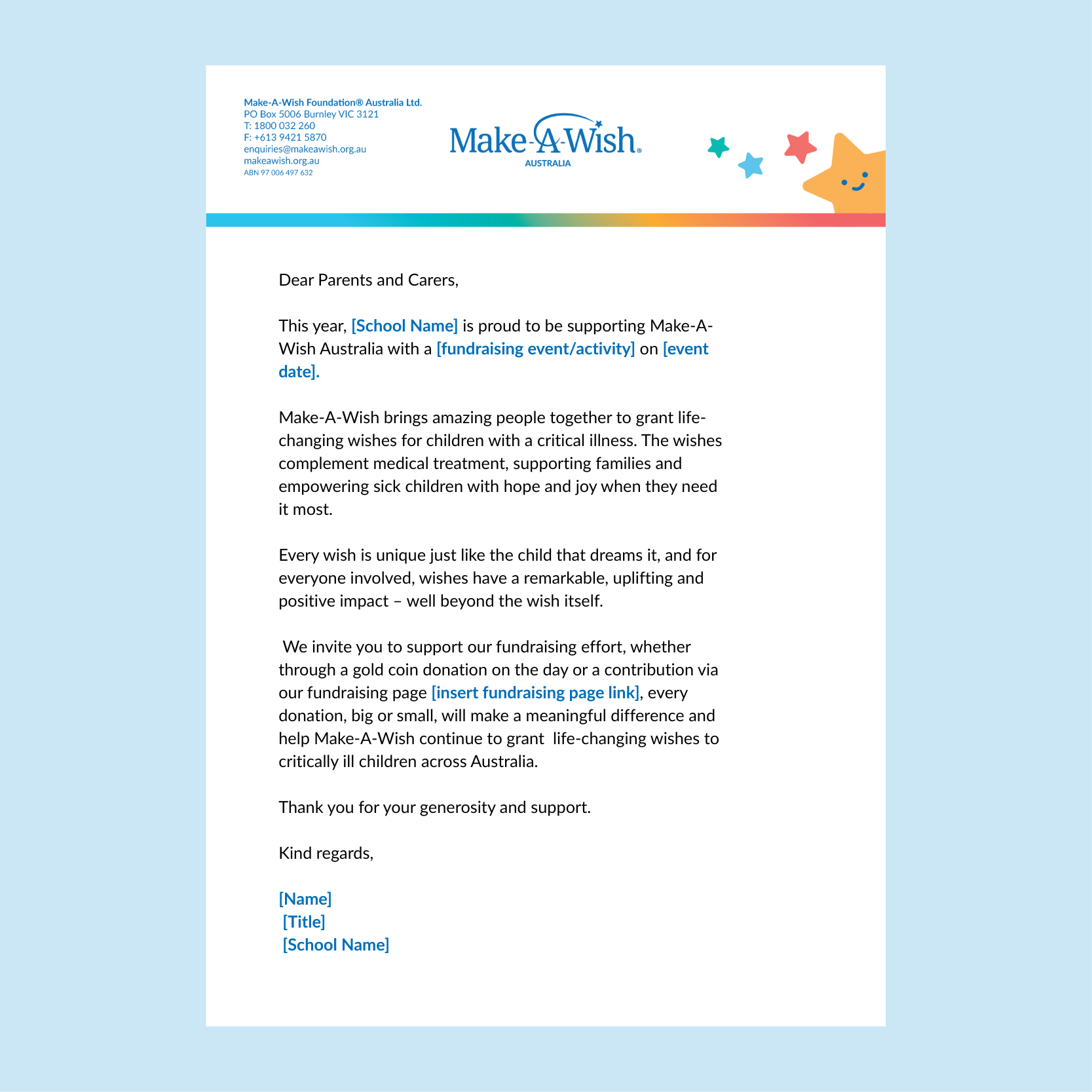 School Comms Template - for Parents/Carers