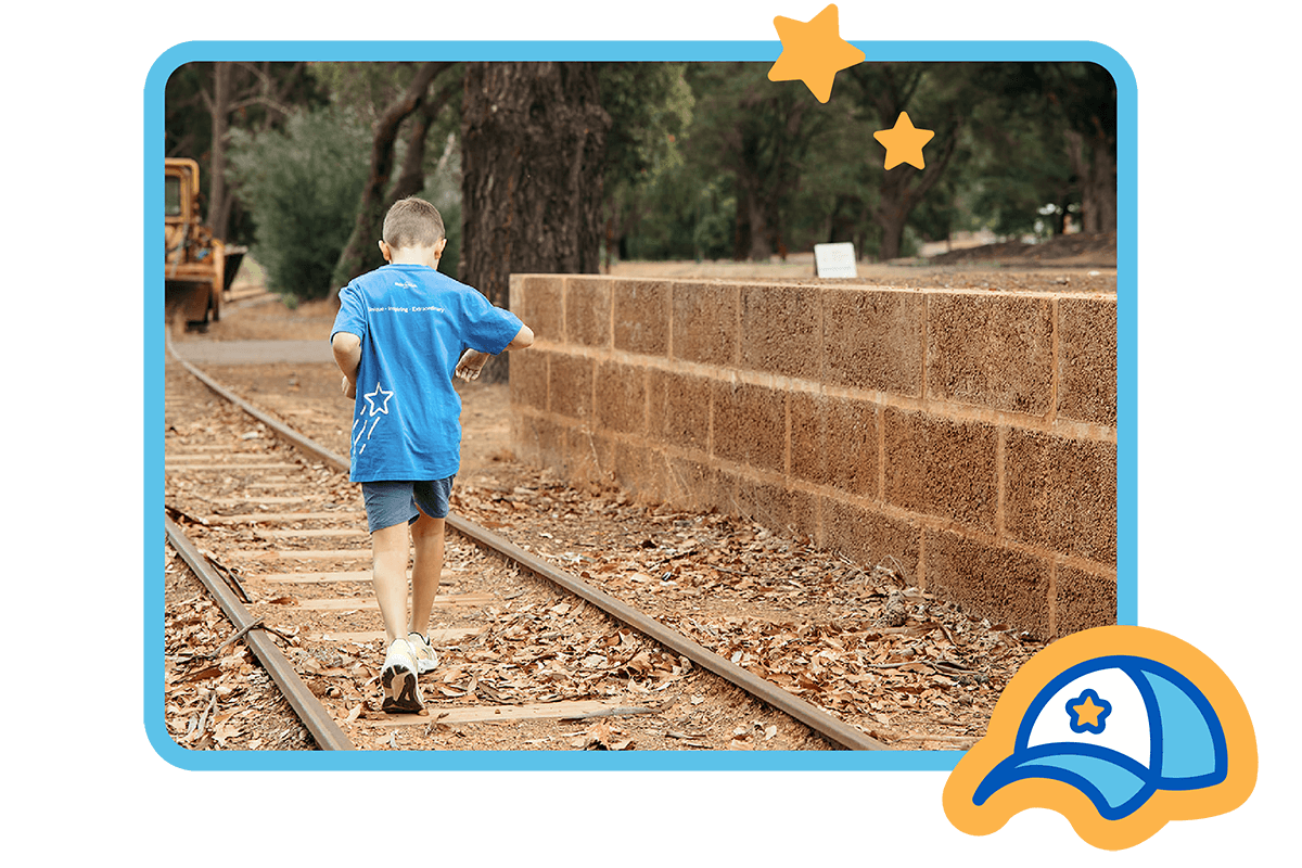Hunter walking on rail track
